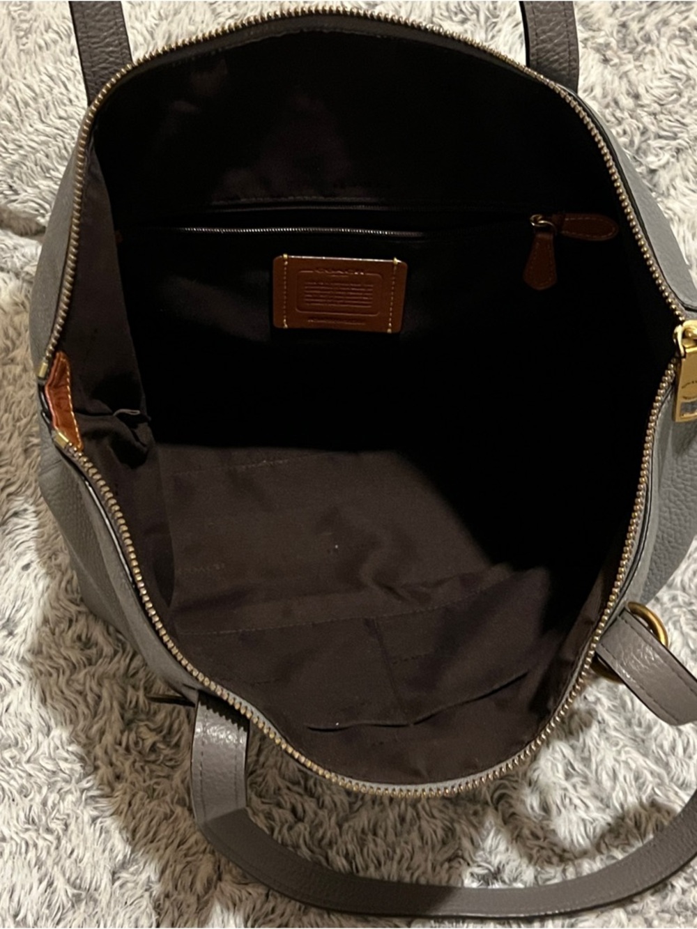 Coach Gray Tote with Tan Accent and Gold Hardware - Picture 10 of 12